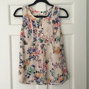 Anthropologie Floral Sleeveless Top